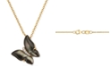 EFFY Collection EFFY&reg; Mother-of-Pearl & Diamond Accent Butterfly 18" Pendant Necklace in 14k Gold